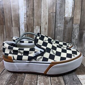 VANS Era Stacked Checkerboard Slip On Canvas Shoes Size 37EU-41EU